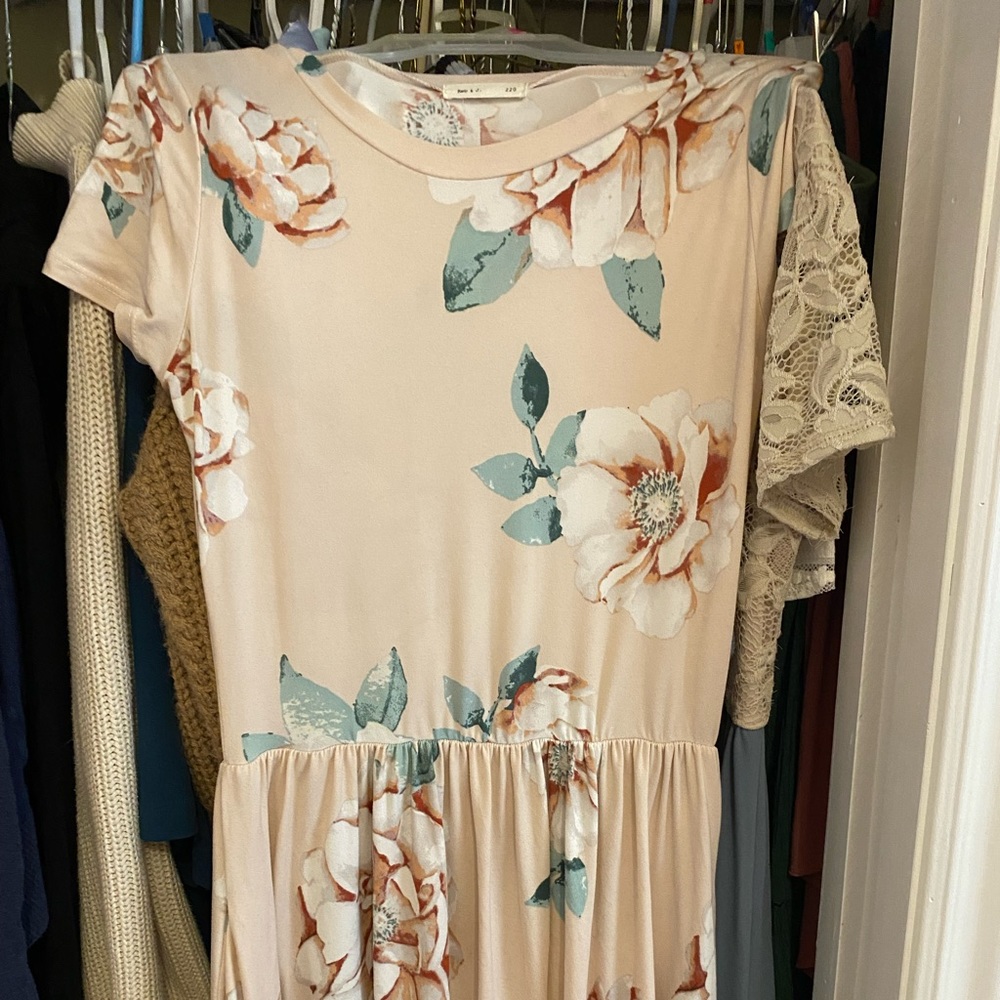 Reb & J Pink Flower Maxi Dress